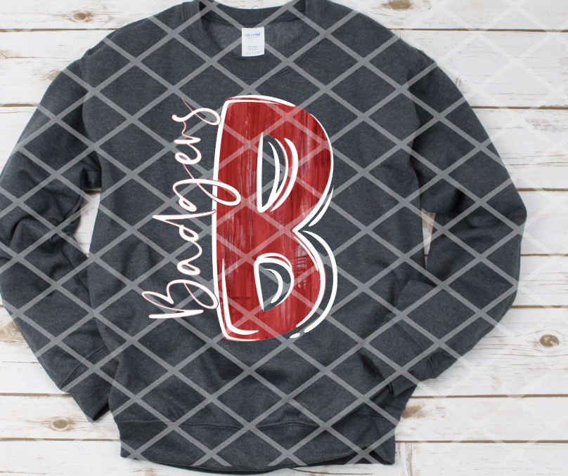 Painted B Badgers (white) DTF Transfer – SS Vinyl, Sublimation, And More