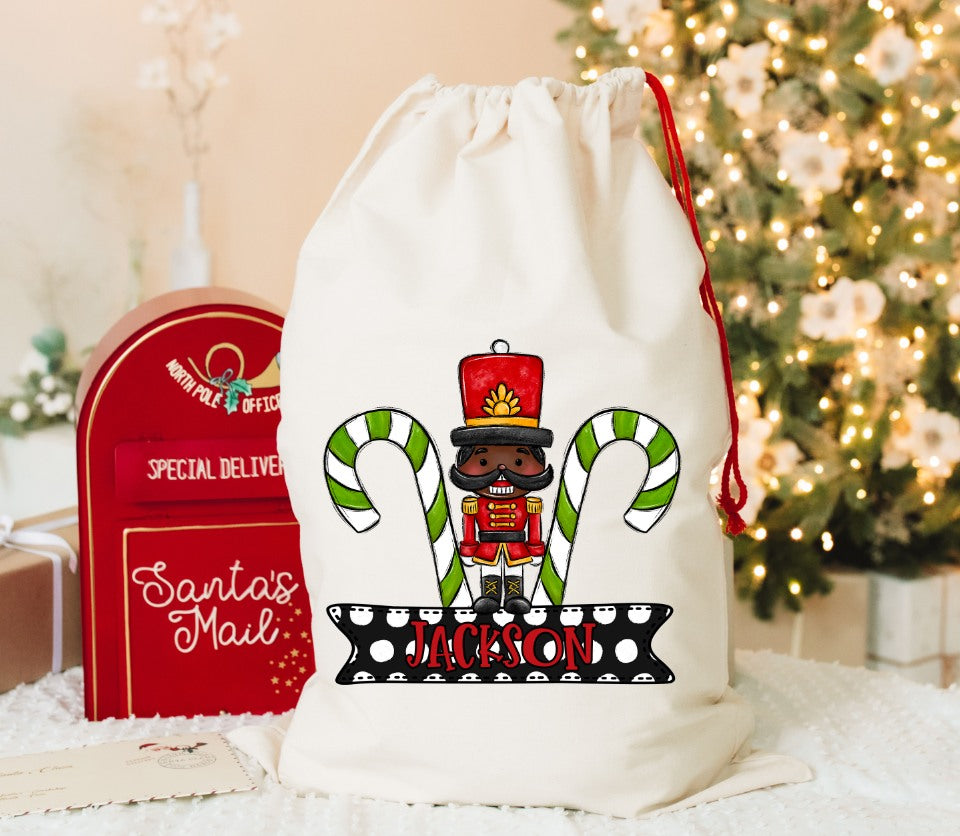 Nutcracker, Pick Skin Tone, Santa Sack Transfer, Ready to Press, Sublimation Transfer