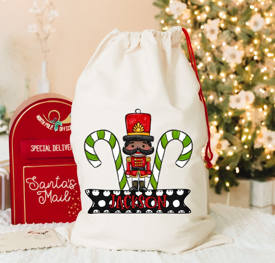 Nutcracker, Pick Skin Tone, Santa Sack Transfer, Ready to Press, Sublimation Transfer