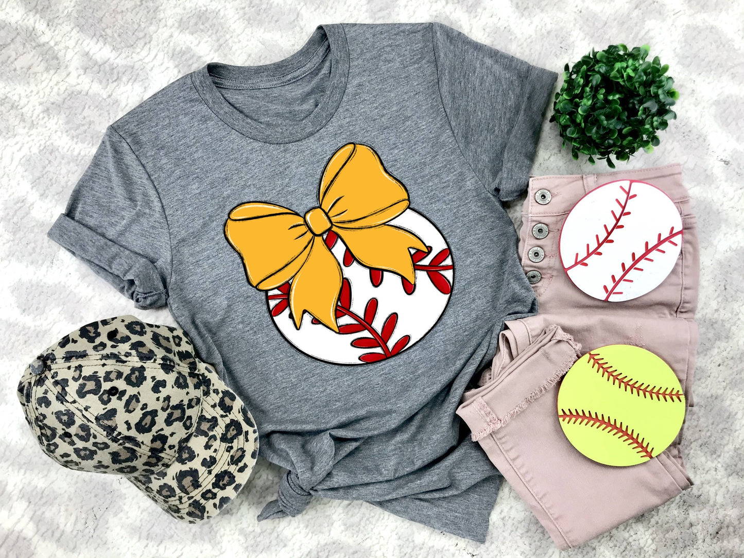 Baseball Bows and Balls, DTF or Sublimation Ready to Press Transfer