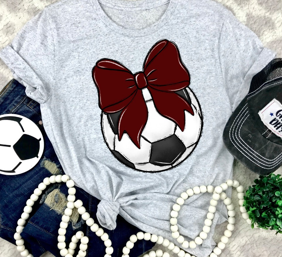 Soccer Bows and Balls, DTF or Sublimation Ready to Press Transfer