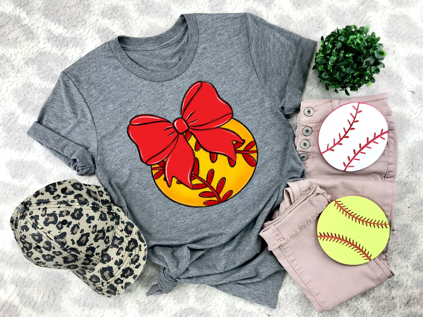 Softball Bows and Balls, DTF or Sublimation Ready to Press Transfer