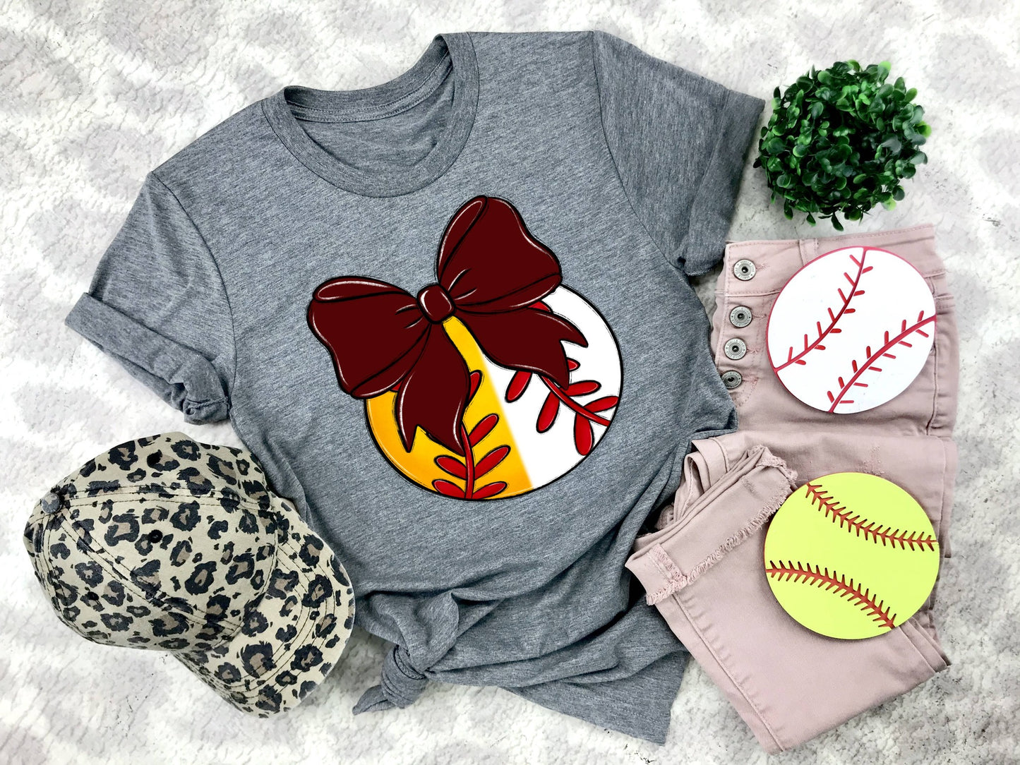 Baseball/Softball Bows and Balls, DTF or Sublimation Ready to Press Transfer