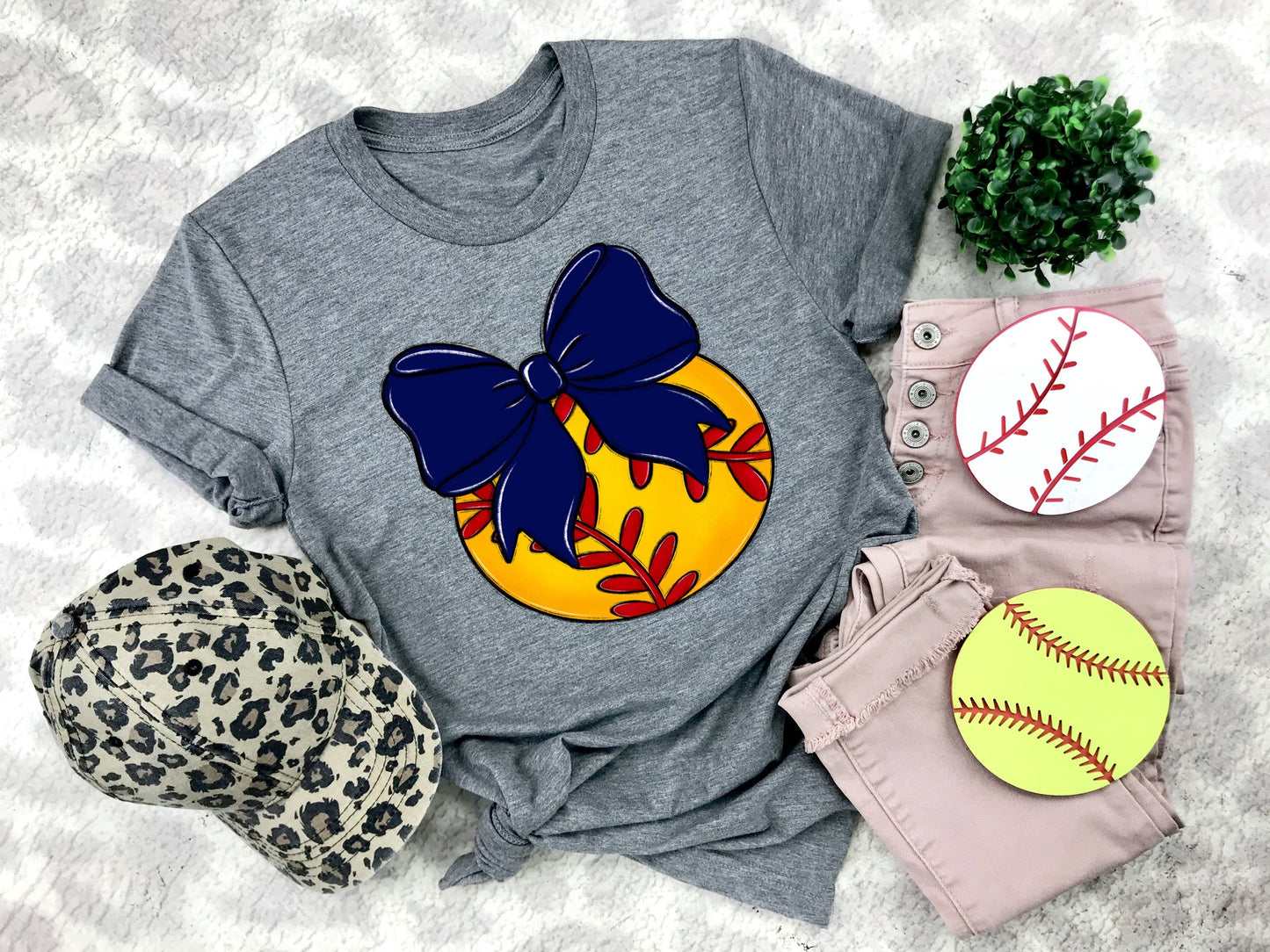 Softball Bows and Balls, DTF or Sublimation Ready to Press Transfer