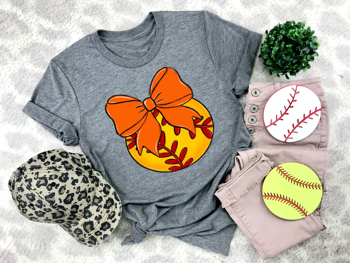 Softball Bows and Balls, DTF or Sublimation Ready to Press Transfer