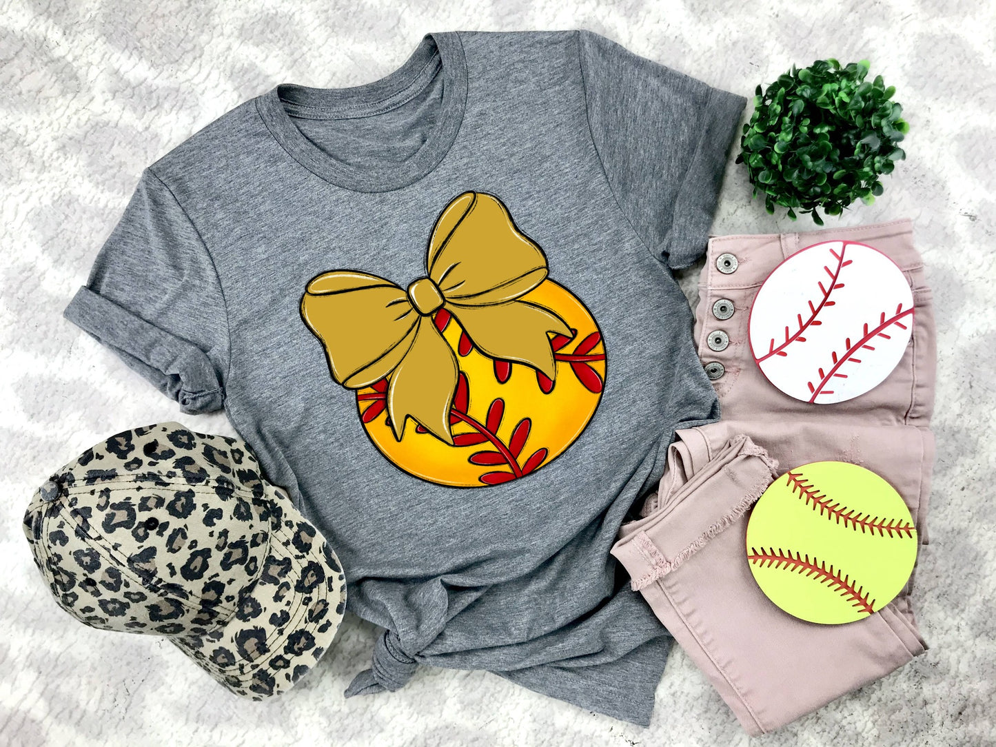 Softball Bows and Balls, DTF or Sublimation Ready to Press Transfer