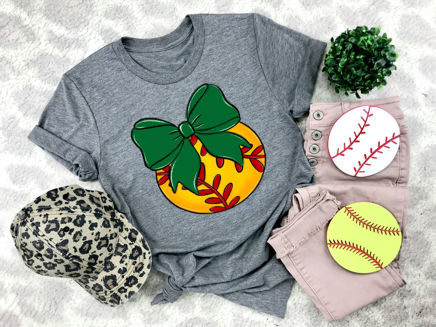 Softball Bows and Balls, DTF or Sublimation Ready to Press Transfer