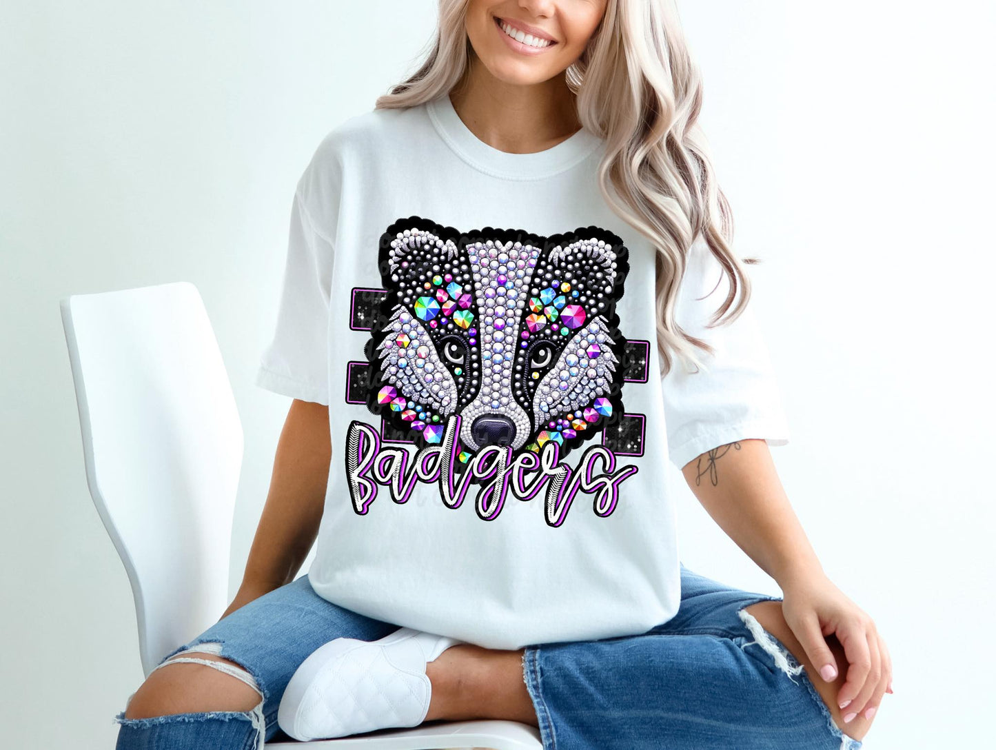 Badgers Sparkle School Spirit Sublimation or DTF Transfer