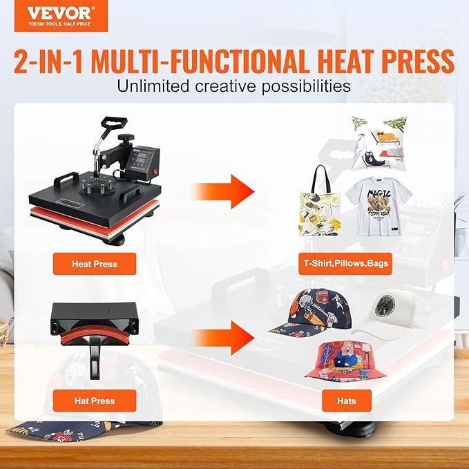 Heat Press 15x15, 2 in 1 Heat Press