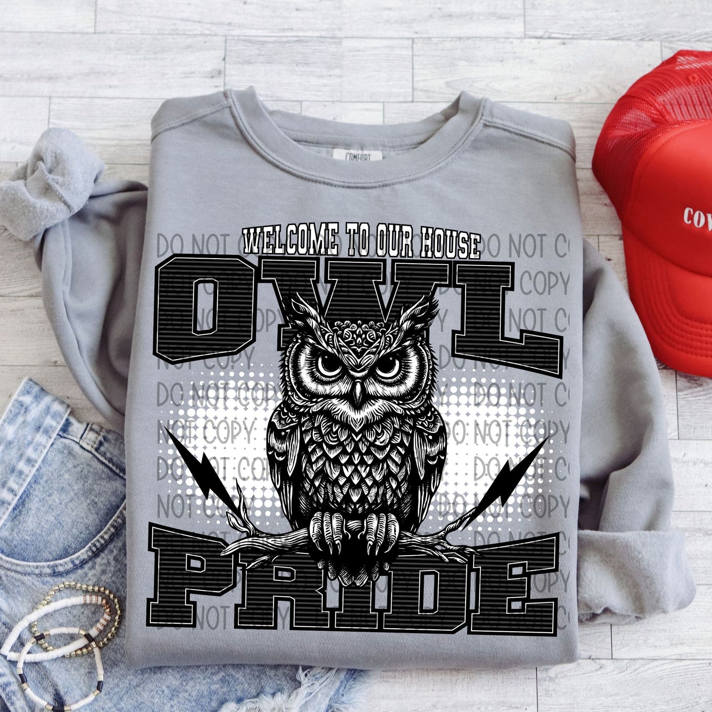 Owl Pride, Welcome to our house DTF Transfer, Ready to Press