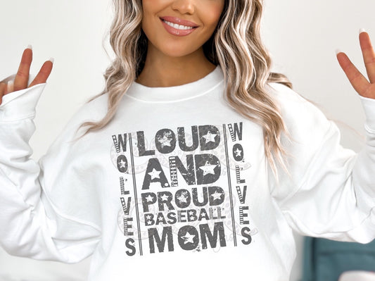 Wolves Baseball Mom School Spirit Sublimation or DTF Transfer