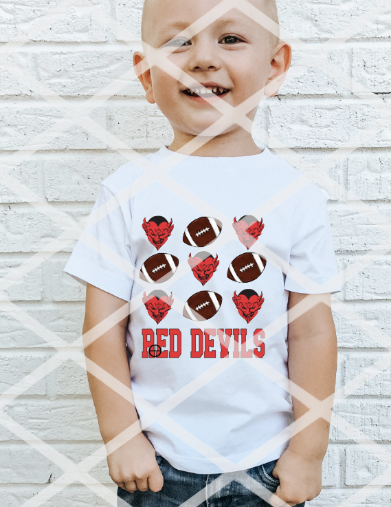 Red Devils Football (Cursive Font), Sublimation, DTF, or HTV Transfer