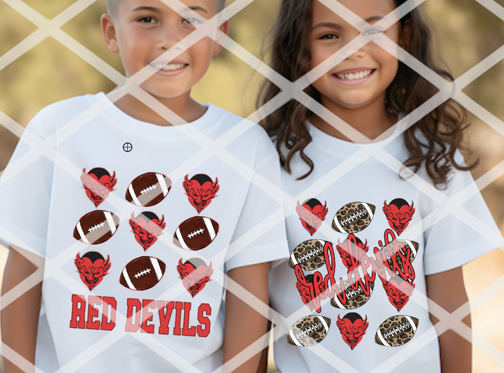 Red Devils Football (Cursive Font), Sublimation, DTF, or HTV Transfer