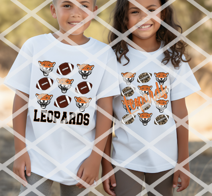 Leopard Football (Cursive Font), Sublimation, DTF or HTV Transfer