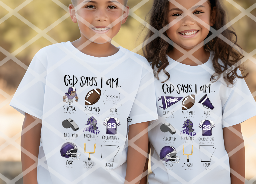 God says I am - Football Boy Version Knights Sublimation or DTF transfer