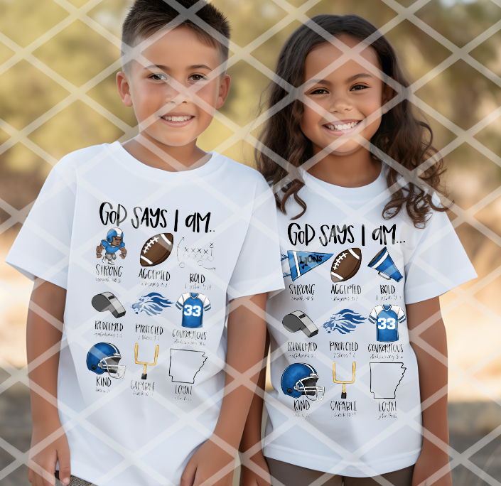 God says I am - Football Version Lions Sublimation or DTF transfer