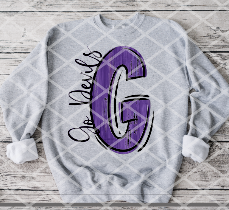 Painted G Go Devils (black) Sublimation or DTF Transfer