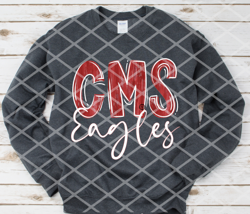 Painted CMS Eagles (white) DTF transfer