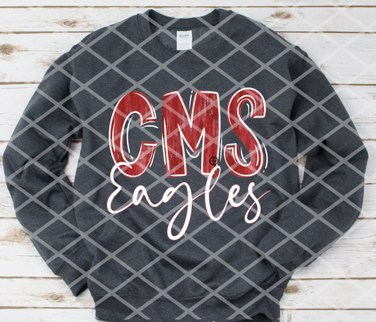 Painted CMS Eagles (white) DTF transfer