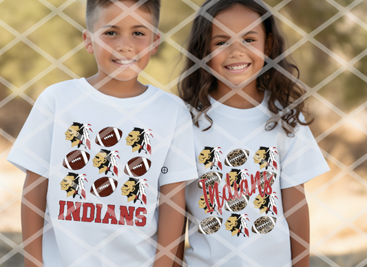 Indian Football (Cursive Font), Sublimation, DTF, or HTV Transfer