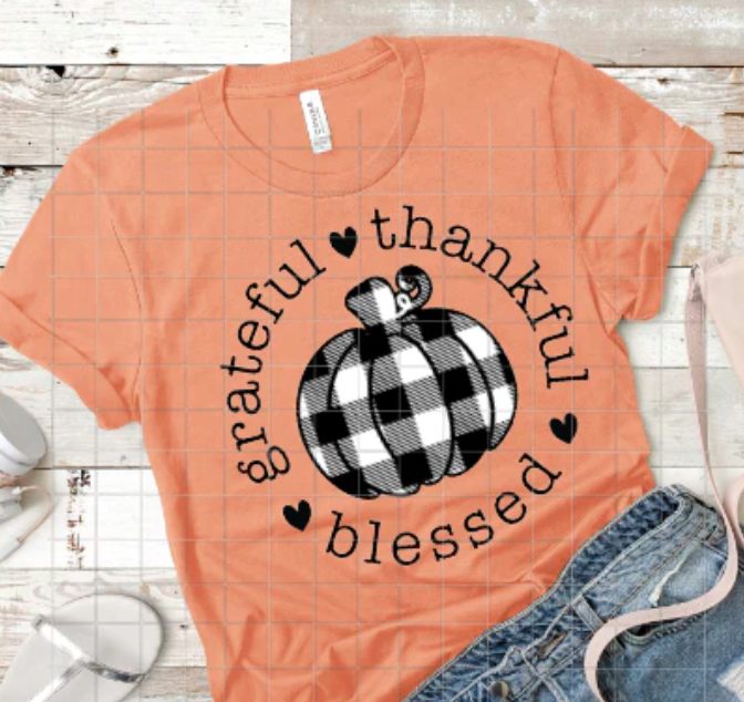 Grateful Thankful Blessed Sublimation or DTF Transfer