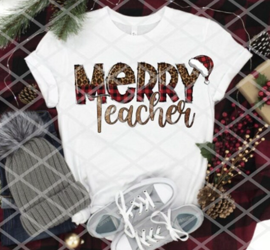 Merry Teacher Sublimation or DTF Transfer