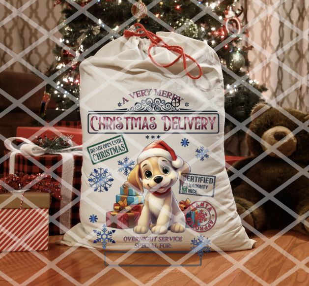 Puppies and Cats, Santa Sack Transfer, Ready to Press, Sublimation Transfer