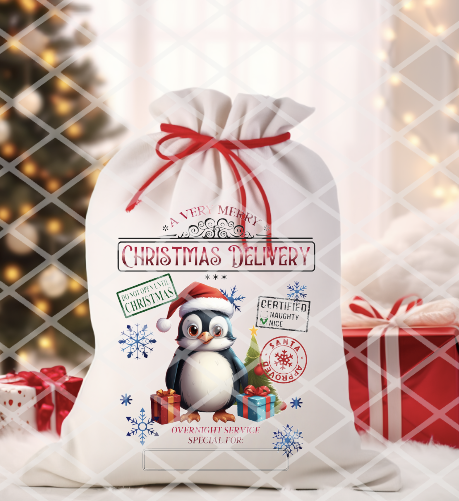 Snowman, Penguin, or Giraffe, Santa Sack Transfer, Ready to Press, Sublimation Transfer