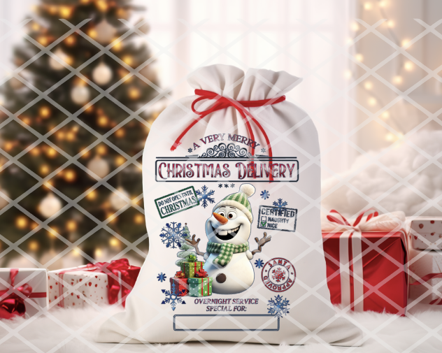 Snowman, Penguin, or Giraffe, Santa Sack Transfer, Ready to Press, Sublimation Transfer