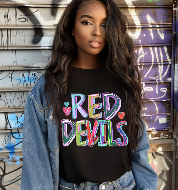 Red Devils Cheery School Spirit Sublimation or DTF Transfer