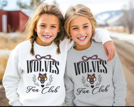 Wolves Fan Club in black School Spirit Sublimation or DTF Transfer