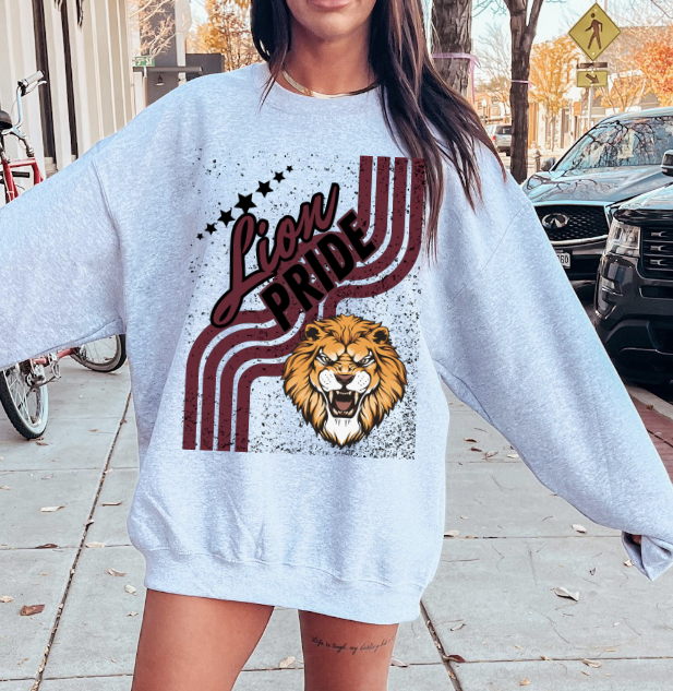 Retro Maroon Lion Sublimation or DTF Transfers