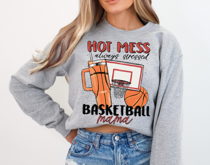 Basketball Hot Mess Mama Sublimation or DTF Transfers