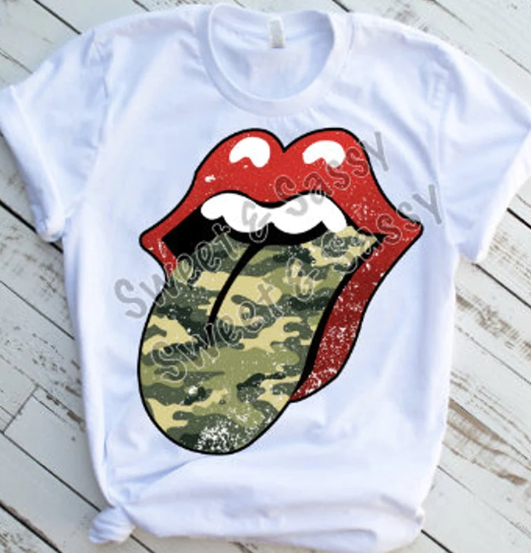 Camo tongue, DTF Valentine's Day, Ready to Press