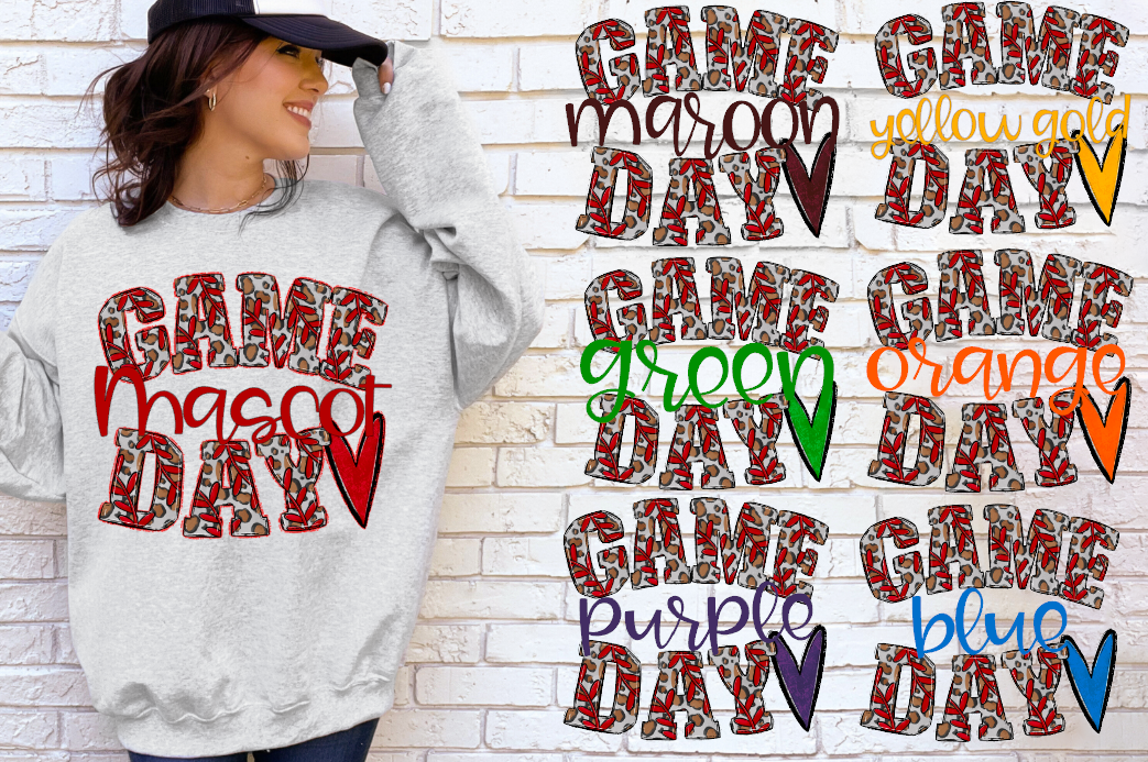 Custom Game Day Baseball or Softball, You pick color and mascot, Ready to Press Transfer