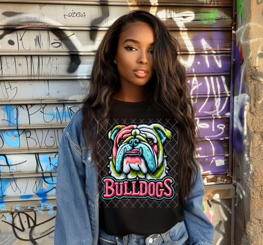 Bulldog Neon School Spirit Sublimation or DTF Transfer