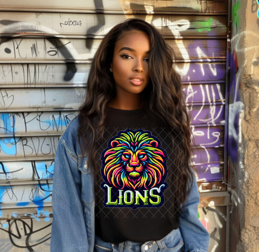 Lion Neon School Spirit Sublimation or DTF Transfer