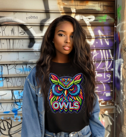 Owls Neon School Spirit Sublimation or DTF Transfer