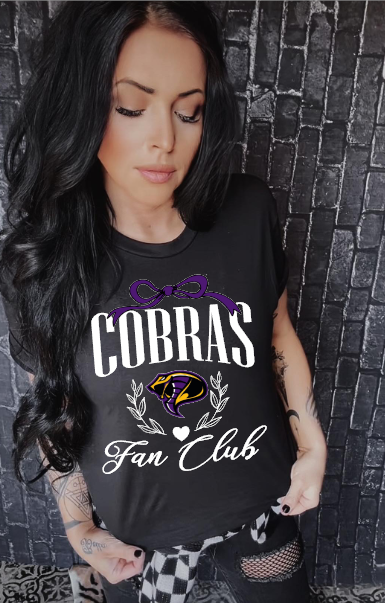 Cobras Fan Club in white School Spirit Sublimation or DTF Transfer