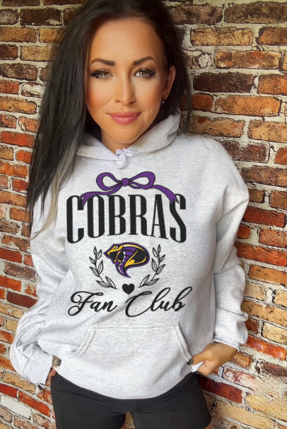 Cobras Fan Club in black School Spirit Sublimation or DTF Transfer