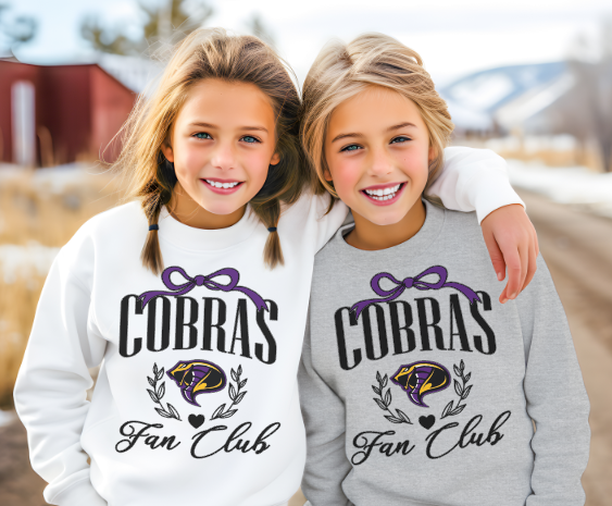 Cobras Fan Club in black School Spirit Sublimation or DTF Transfer