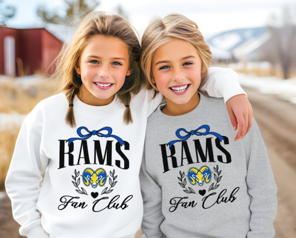 Rams Fan Club in black School Spirit Sublimation or DTF Transfer