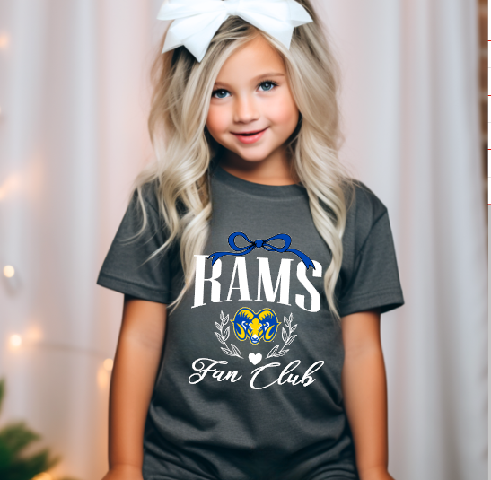 Rams Fan Club in white School Spirit Sublimation or DTF Transfer