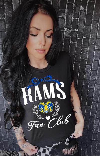 Rams Fan Club in white School Spirit Sublimation or DTF Transfer