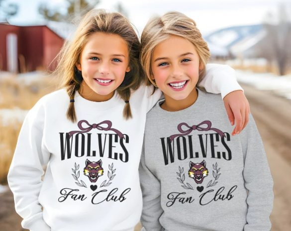 Wolves Fan Club in black School Spirit Sublimation or DTF Transfer