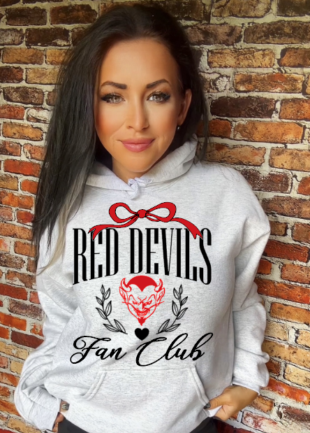 Red Devils Fan Club in black School Spirit Sublimation or DTF Transfer