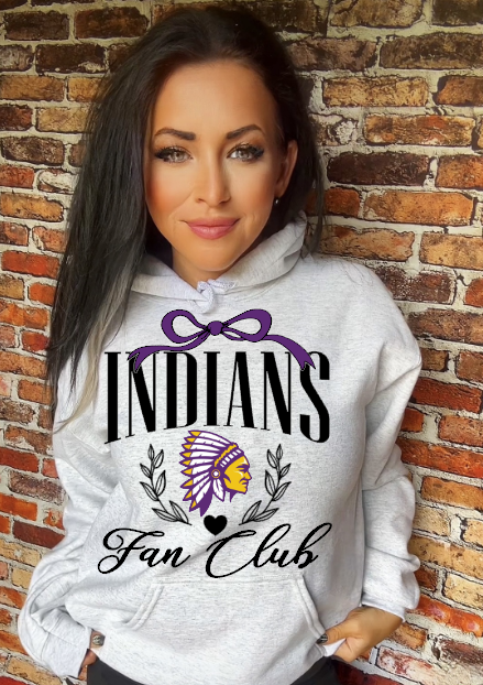 Indians Fan Club in black School Spirit Sublimation or DTF Transfer