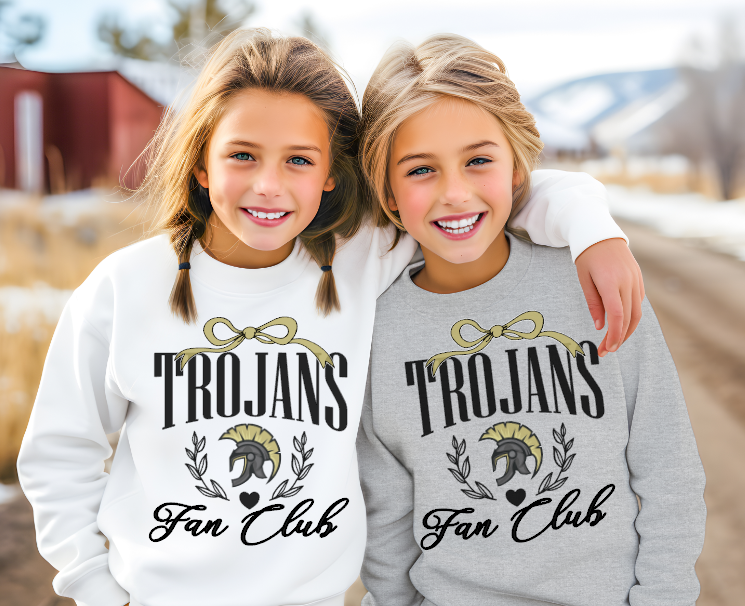 Trojans Fan Club in black School Spirit Sublimation or DTF Transfer