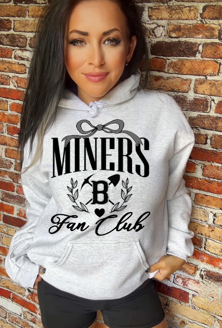 Miners Fan Club in black School Spirit Sublimation or DTF Transfer