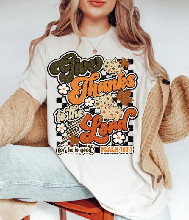 Give Thanks to the Lord with pocket Sublimation or DTF Transfers